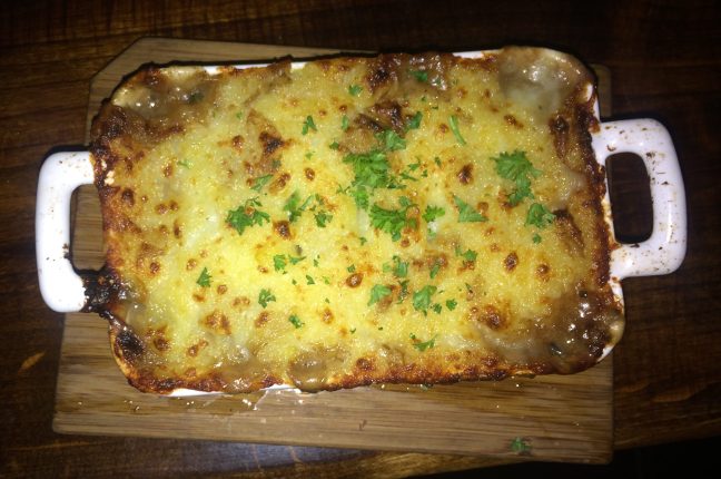 Shepards Pie, stuffed with Guinness braised lamb and beef 
